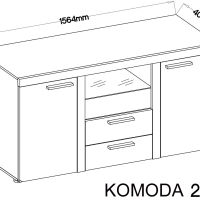 Komoda 2F2S do salonu w kolorze dębu lefkas