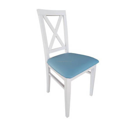 Krzesła z drewna A60 - Białe krzesło z drewna A60 z tapicerowanym siedziskiem